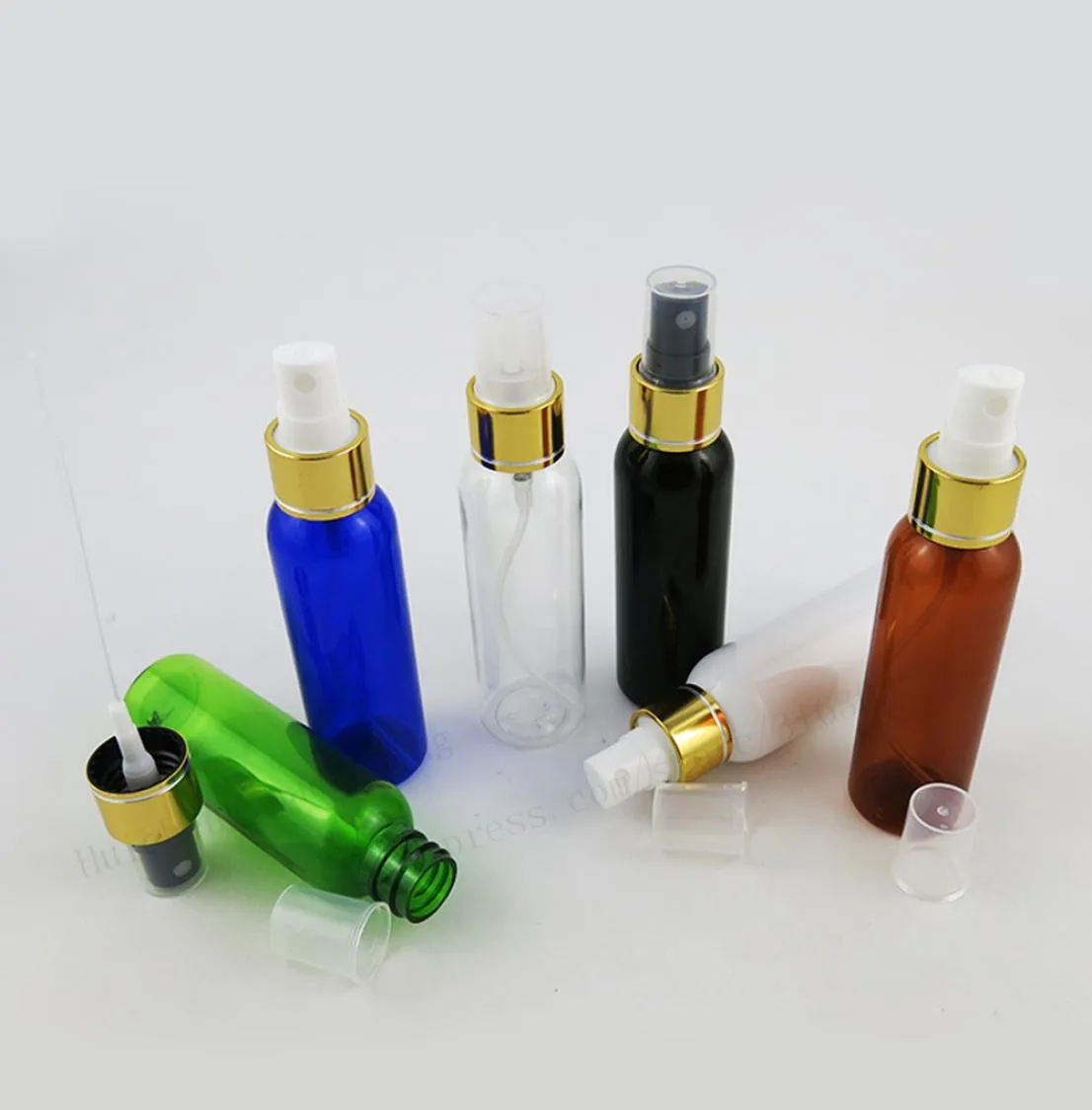 50 x 60 ml leeg amber zwart groen helder wit blauw PET-plastic parfum geurverstuiver 2 oz plastic fles met sproeier4160622