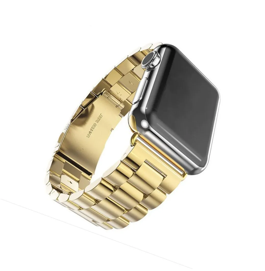 Luxuriöses klassisches Edelstahl-Metallarmband mit Adapter für Apple Watch-Armband, Faltschließe für iWatch-Serie 7, 6, 5, 4 Se, 38 mm, 42 mm, 40 mm, 44 mm, 41 mm, 45 mm, HI-Q