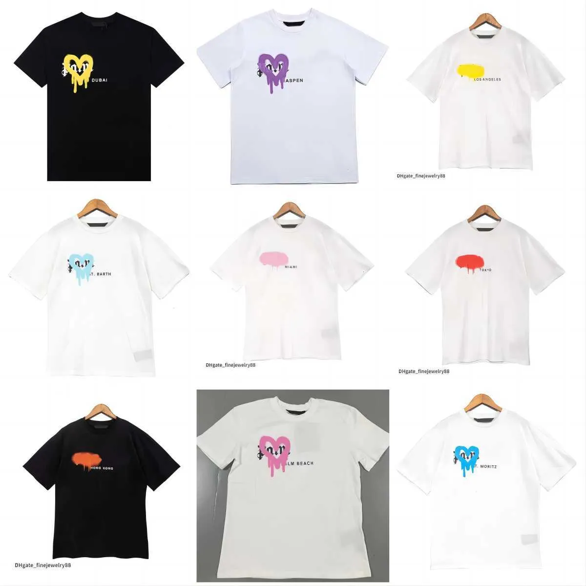 Summer Mens Palms Angels T-shirt Graffiti T-shirt Palms Palmangel City Designer Limited Jet d'encre Graffiti Lettre Impression Hommes Femmes Tops ym1