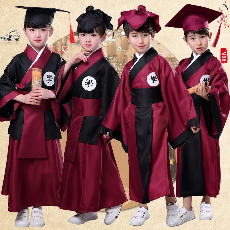 Christening dresses Children's Academic Dress School Uniforms for Children Kids Preschool Kindergarten Graduation Gown Shawl Tassel Cap Set 230408