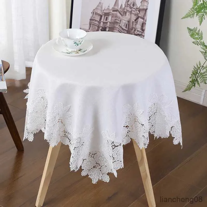 테이블 천 테이블 커버 흰색 린넨 면식 식탁보 직사각형 꽃 테이블 천으로 패턴 현대 R231109
