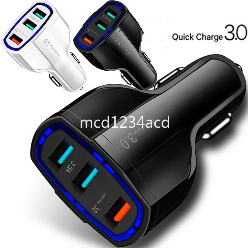 QC3.0クイック充電カー充電器7A 35W 3 USBポート車両カー充電器アダプター用iPhone 15 14 12 13 Samsung GPS M1 with Retail Box