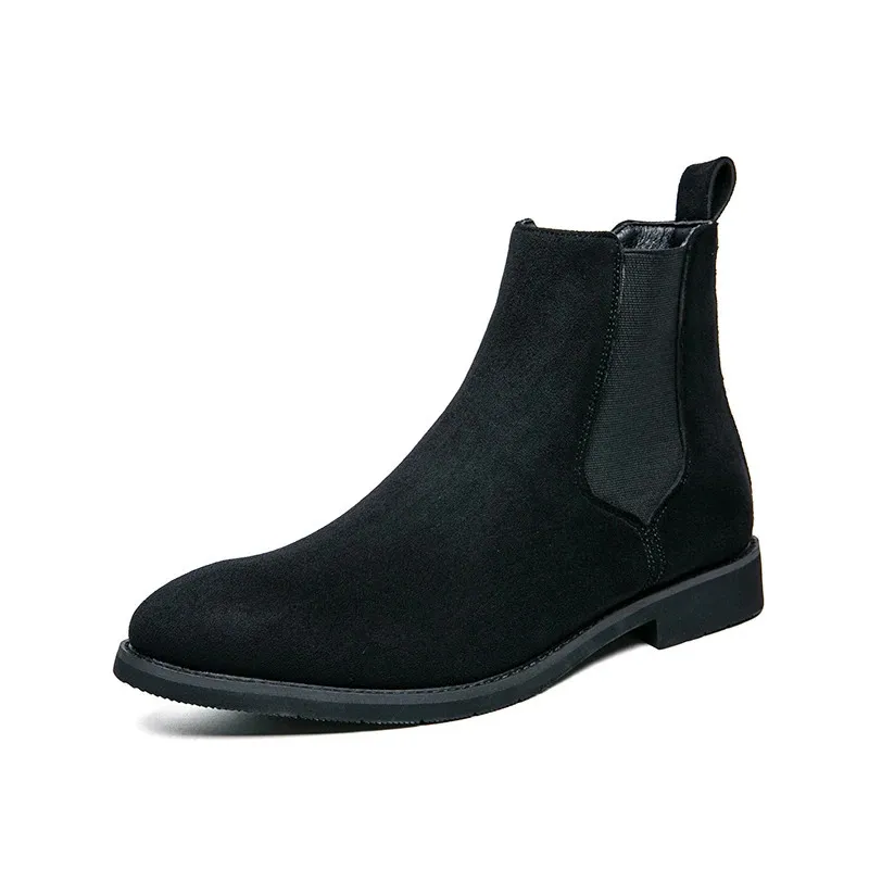 Mens Wine Red & Black Faux Suede Chelsea Boots ... From  display picture 2
