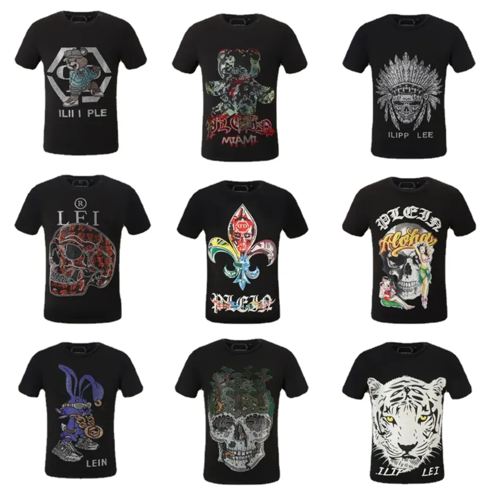 Men T-Shirt designer PP Skull Diamond t shirt Short sleeve Dollar Brown bear Brand O-Neck high Quality Skulls Paris T-Shirt PP polo shirt t shirts for man t shirt dress