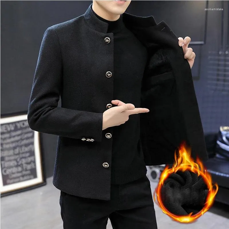 Costumes pour hommes commerce extérieur hiver épaissi col debout costume Version coréenne haut Zhongshan manteau