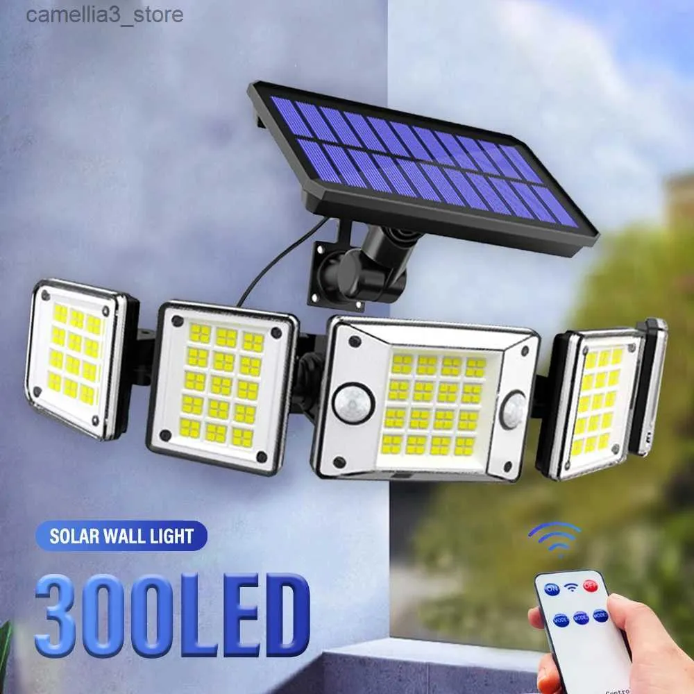 Solar Wall Lights 5 Heads LED Solar Light Outdoor Motion Sensor Waterproof Wide-angle Illumination Wall Lamp Garden Courtyard Street Lights Q231109