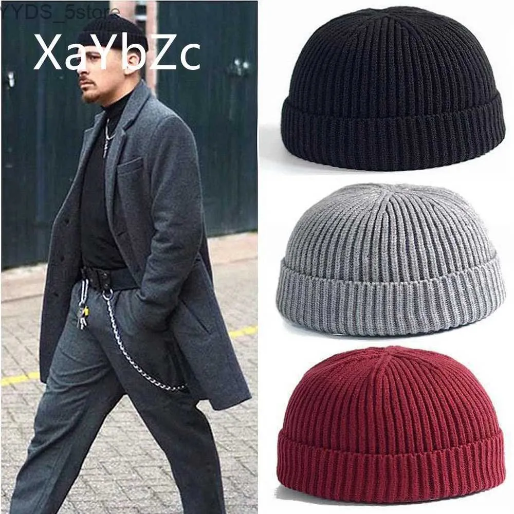 Beanie/Skull Caps vinter varma mössor avslappnad kort tråd hiphop hatt vuxna män kvinnlig ull stickad skalle cap elastic unisex yq231108