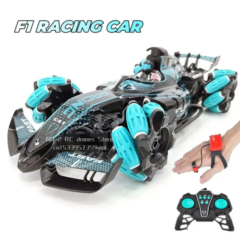 Carro elétrico / RC 1/16 Sensor de gestos RC Drift Race e Stunt Car Toy para meninos e meninas controlados manualmente com luz remota música vapor spray brinquedos presente 231108