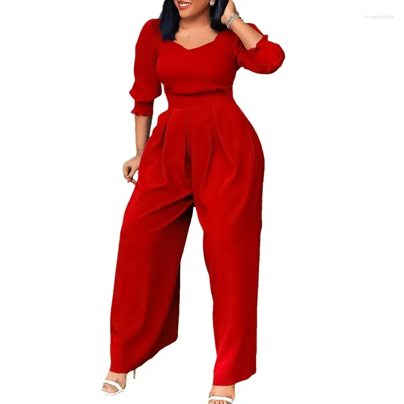 Etniska kläder afrikanska lösa jumpsuit kvinnor mode streetwear jumpsuits damer kläder mamelucos mujer brett ben klassiskt parti ett stycke