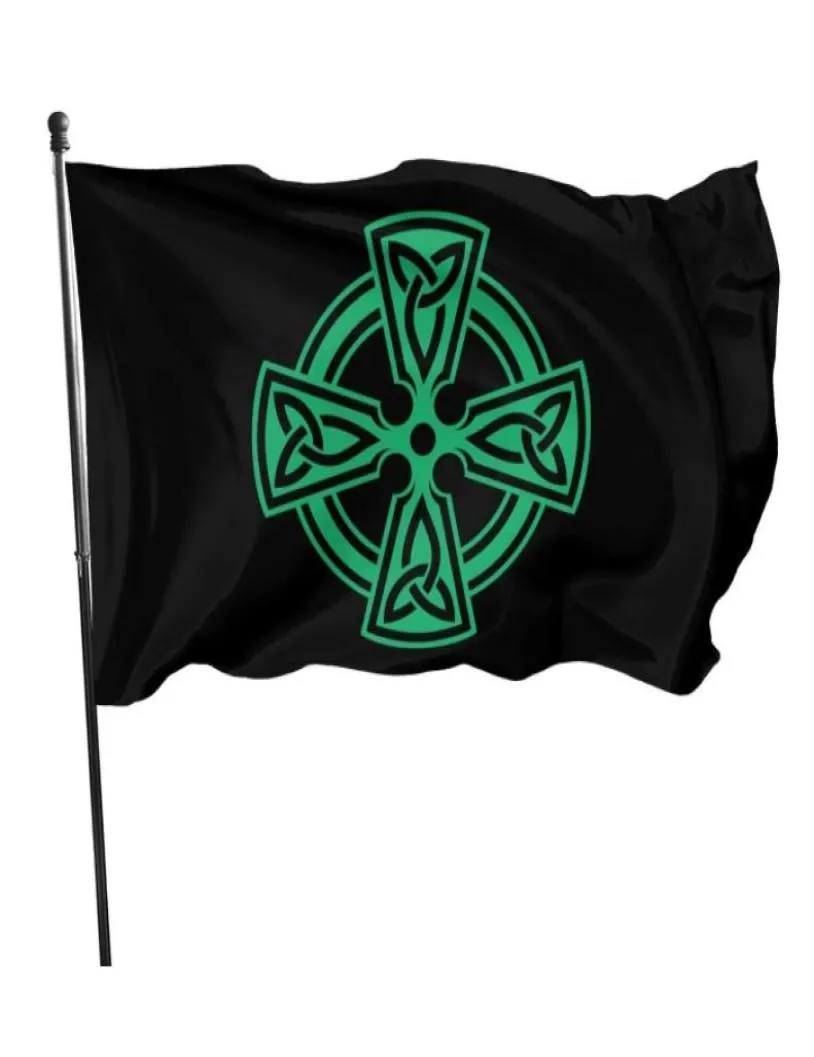 Celtic Cross Knot Irish Shield Warrior 3x5ft Flags 100D Polyester Banners Indoor Outdoor Vivid Color High Quality With Two Brass G9632278