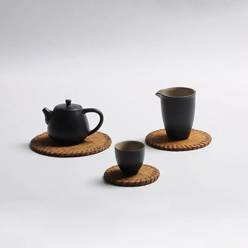 TEA TRAYS STRÅD Vävning för Pot Cup China Kongfu Set Accessory Anti Scalting Heat Isolation Round Holder