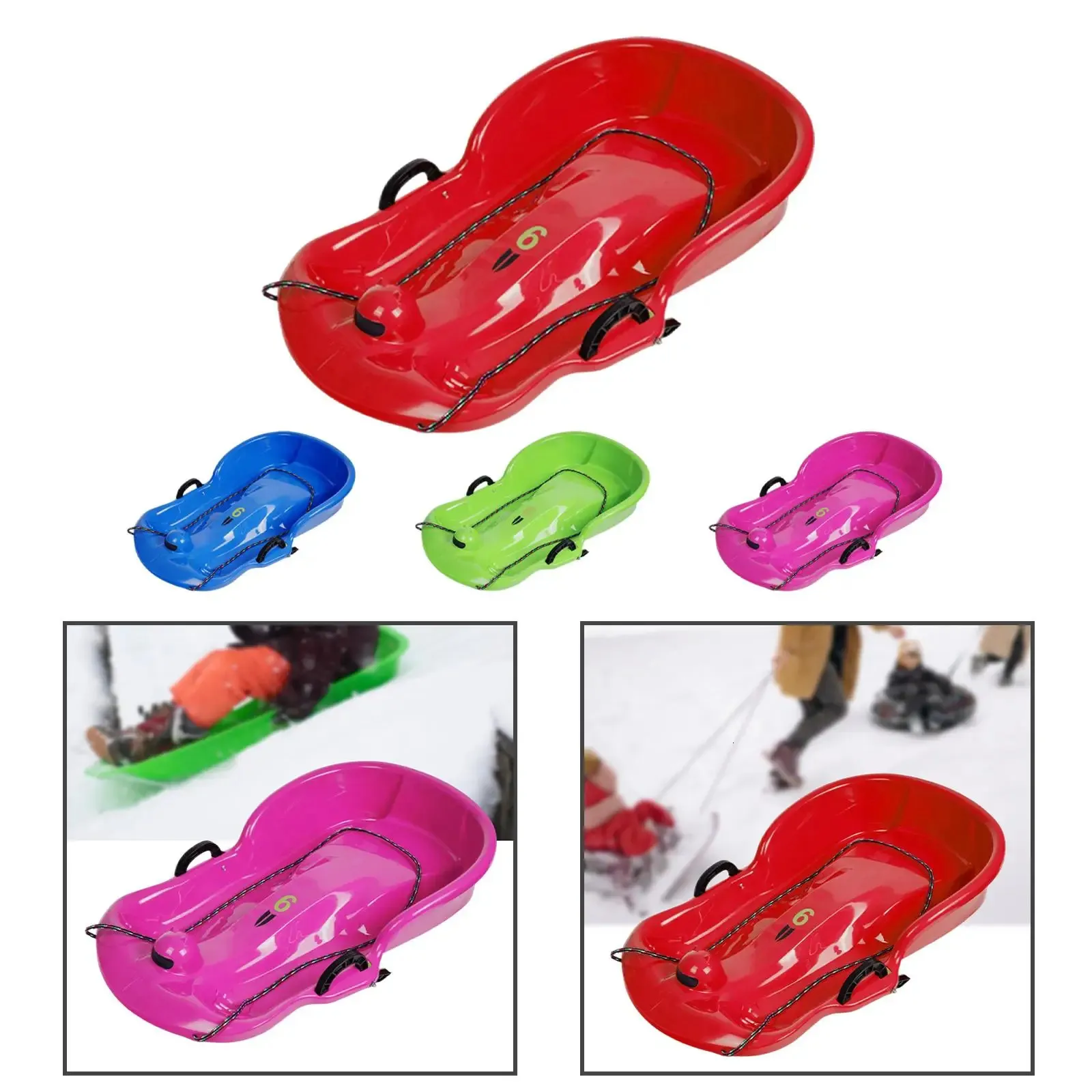 Winter Snow Sled Sleigh Sledding Toboggan Kids Sledge with Double Seat for Outdoor