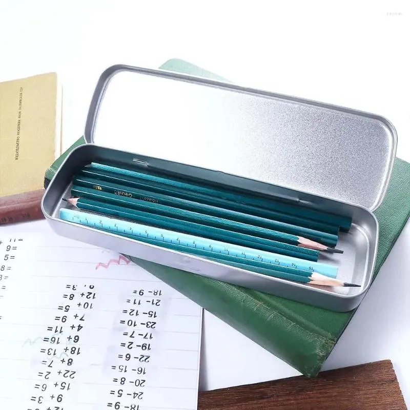 Простая серебряная металлическая пенал для детей, однослойное хранение, высокое качество, канцелярские ручки, офисные школьные принадлежности