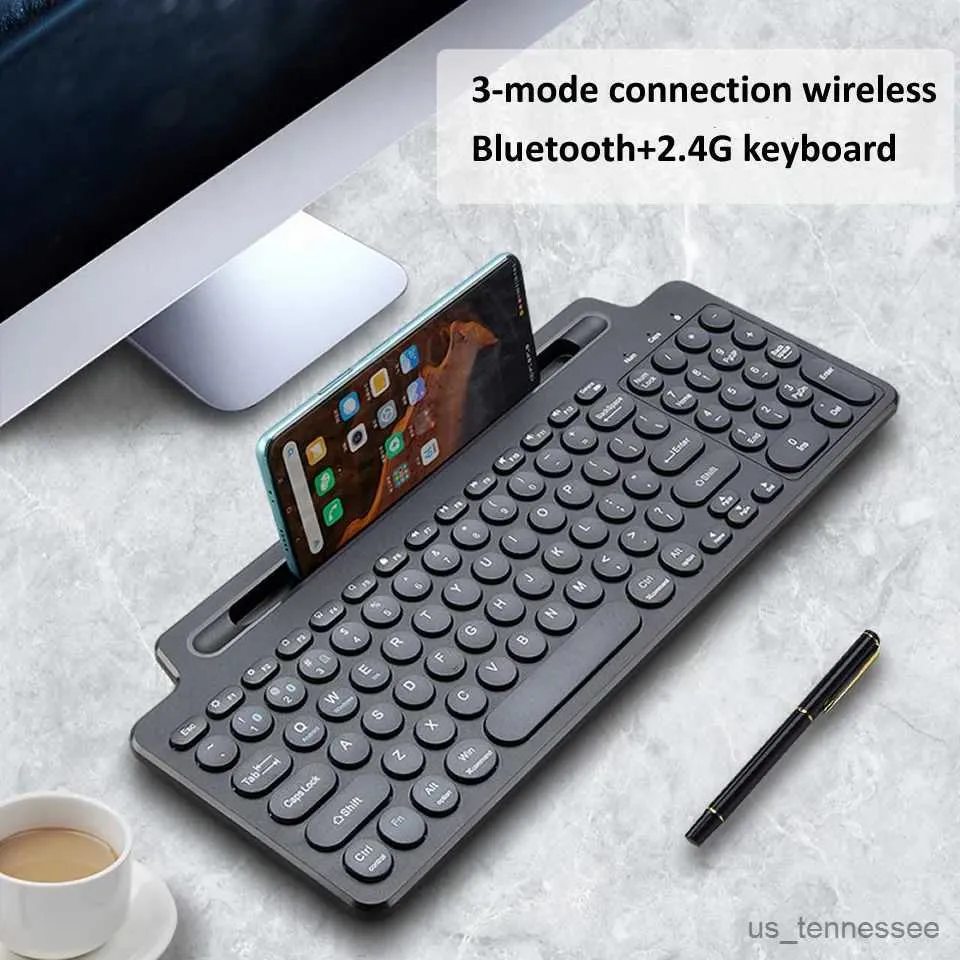 Tastaturen Tastaturen 2,4 G kabellose Bluetooth-Tastatur mit Zahlen-Touchpad, Maus, Kartensteckplatz, Ziffernblock für Android-Desktop, Laptop, PC, TV-Box, R231109