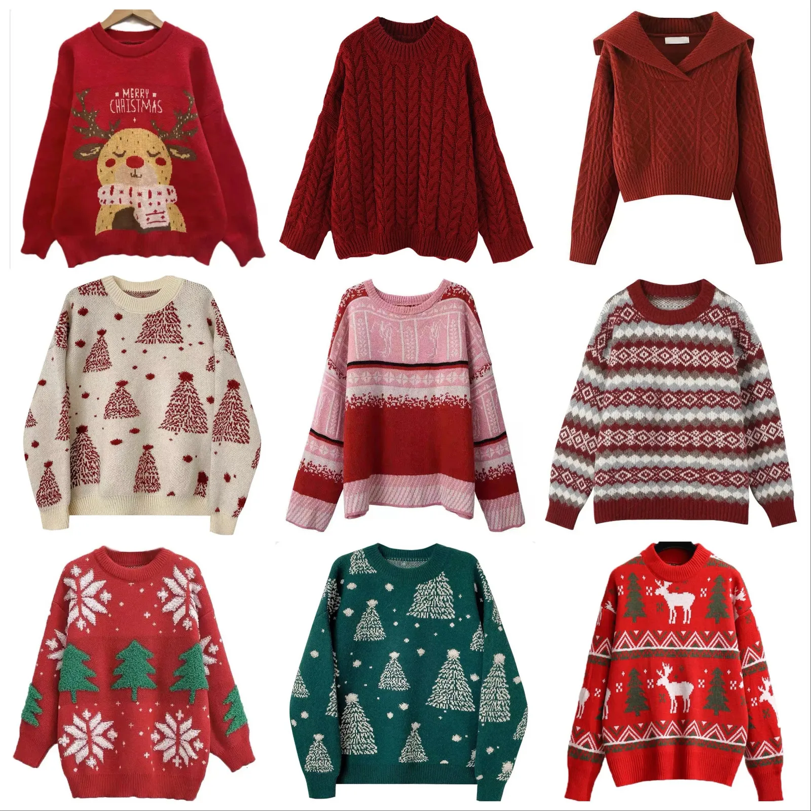 Kadın Sweaters Noel Süvari Kadın Çok Molor Jacquard Örgü Uzun Kollu Külot Tatil Sonbahar Kış Sevimli Kıyafet 231108