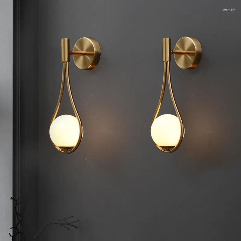 Wandlamp Noordelijke zwart gouden led metalen glazen lampenkap slaapkamer bedkamer bed restaurant gangpad sconce moderne badkamer indoor verlichting