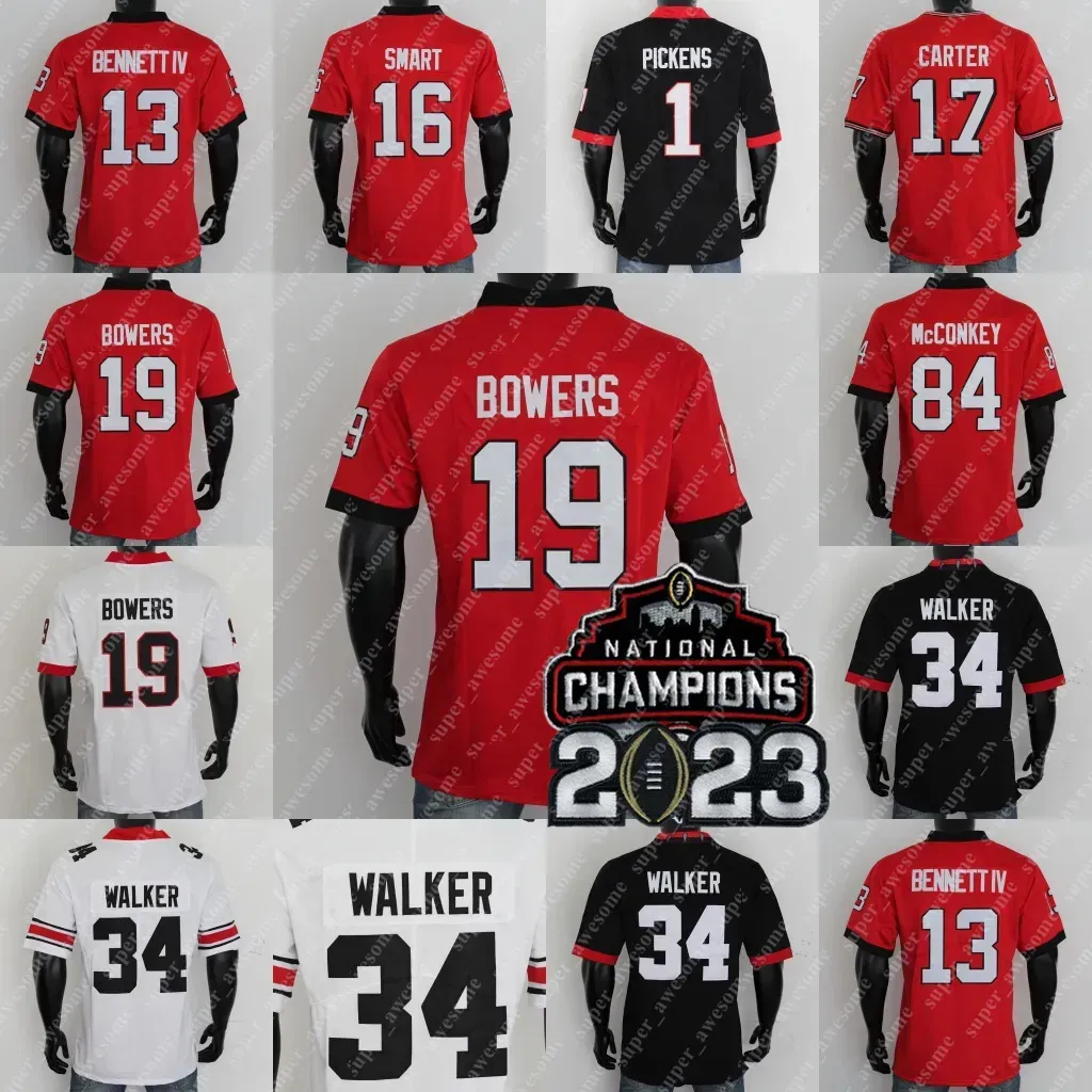 Jerseys de futebol 2023 campeonato Stetson Bennett IV Jersey Brock Bowers Ladd McConkey Malaki Starks Kelee Ringo Kendall Milton Jalen Carter Herschel Walker Ge GE