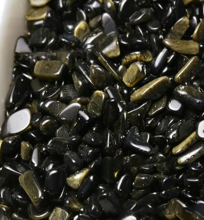 100g Natural Original Gold Sheen Obsidian Crystal Quartz Stone Rock Chips Energy Healing Tumbled Stone Aquarium Fish Tank Decor Di9262826