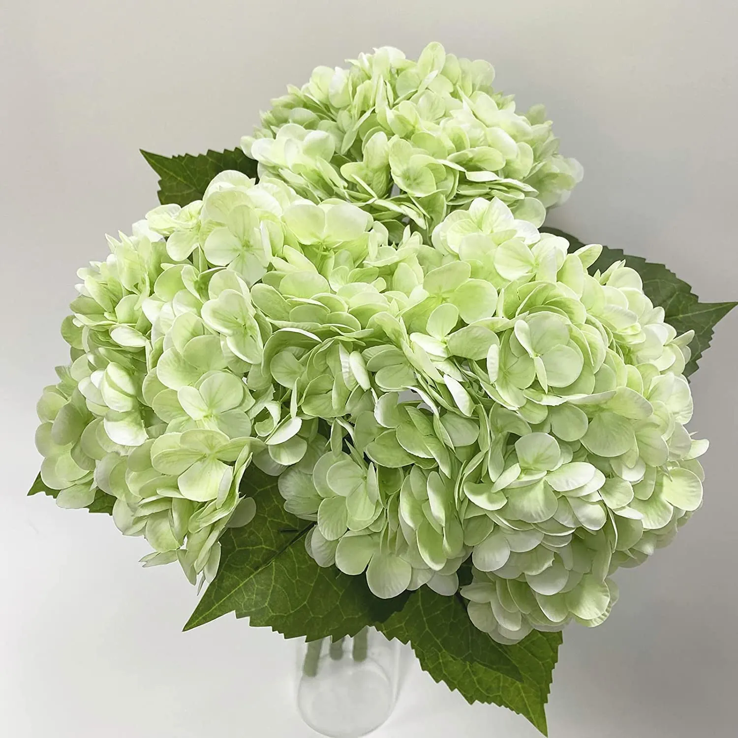 3 pezzi di fiori artificiali di ortensia verde come veri fiori di ortensia Decor Disposizione di nozze Fiori Decor Bouquet da sposa 3 pezzi  15