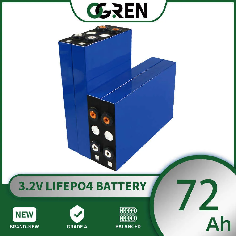 72AH 80AH LIFEPO4 Bateria 3.2V 1/4/8/16/32pcs 12V 24V Bateria recarregável de 48V
