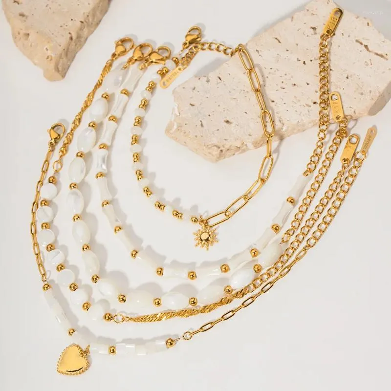Bracelets de cheville pour femmes, Style Ins, Simple, perle, plaqué or, tendance, boîte de nuit, Bracelet en acier titane pour filles