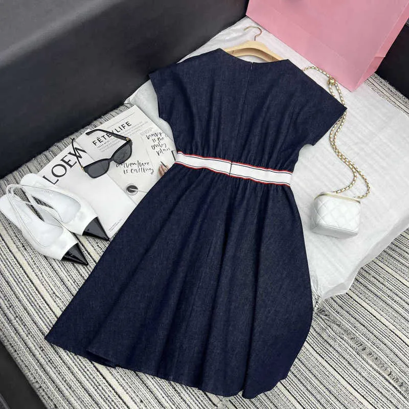 Summer Denim Dress - Sweet & Flattering A-Line Mini Dress, Contrast Letter  Detail, Elastic Waist, Cute Flying Sleeves - Perfect Casual Chic! from  Dhgate Basic & Casual Dresses - price 93.13