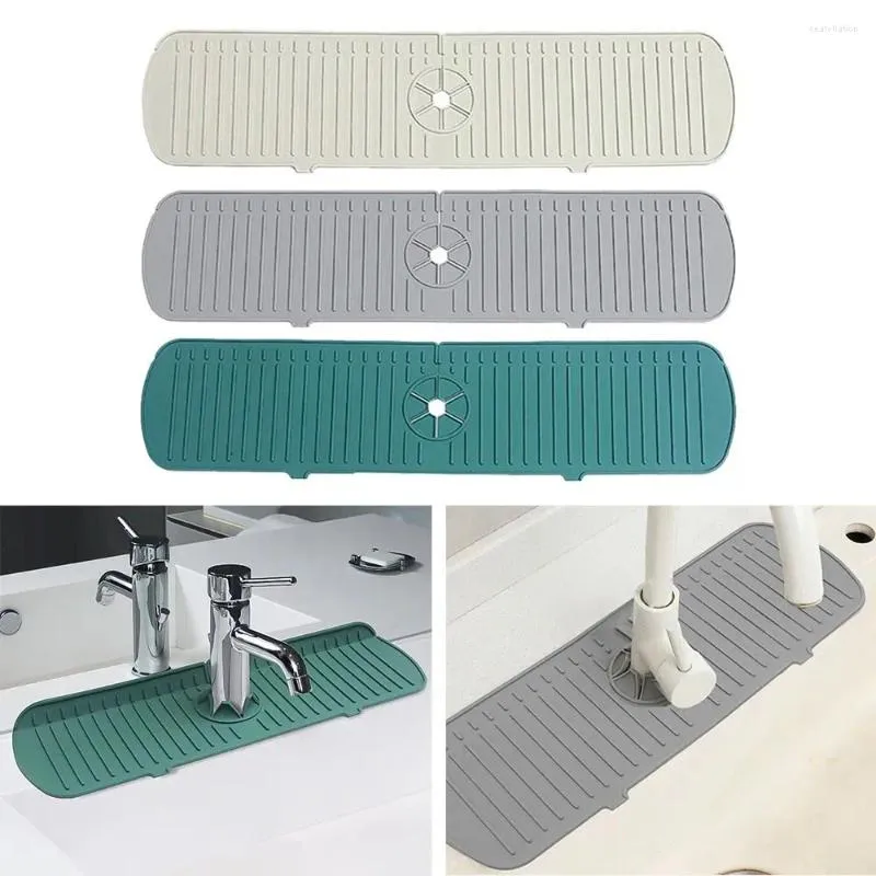 Kitchen Faucets Faucet Splash Mat Silicone Countertop Protector 35/45/61cm 14.5cm Durable Draining Pad Bathroom Sink Accessories