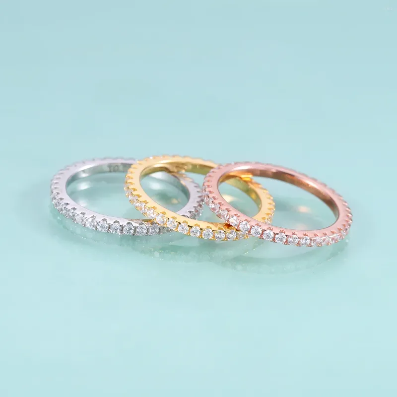 Cluster Rings Gem's Beauty Rose Gold Filled 925 Sterling Silver Zircon Eternity Ring Handmiterad bröllopband Fina smycken för kvinnor