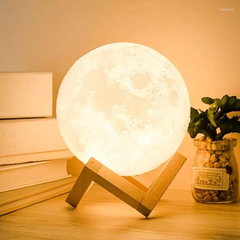 Veilleuses 3D Lune Lumière Décoration Chambre LED Lampe Chaude Pour Chambre Enfants Étoile De Noël