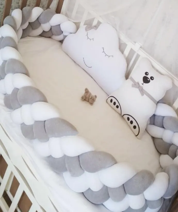 Bedding sets 1M22M3M Baby Bed Bumper for born Thick Braided Pillow Cushion Set Crib s Room Decor 2210259633895