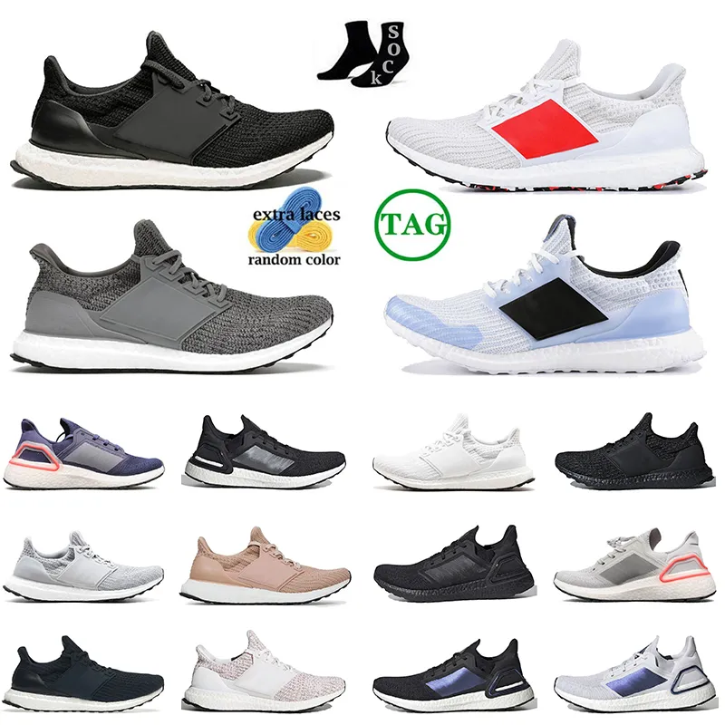 Platform UltraBoost Ultra 4.0 Running Shoes Ultra Mini Boost Tennis Trainers Triple White Core Black Grey Solar Blue UltraBoosts Women Mens Sneakers Storlek 36-47