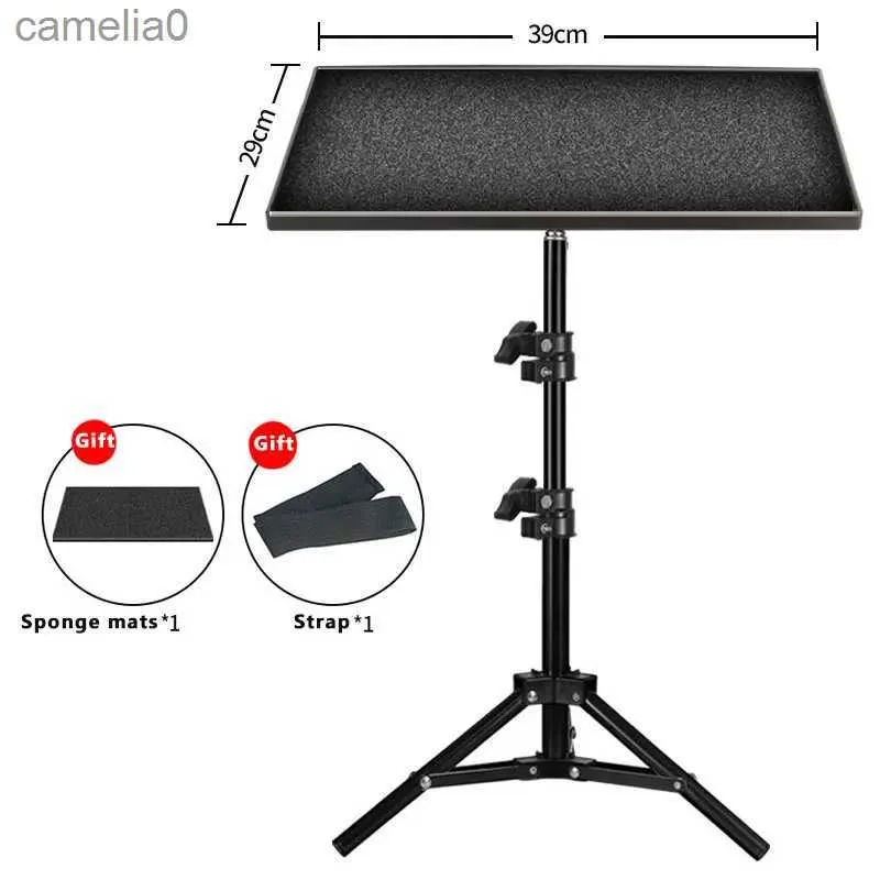 Tripods 120cm Portable Tripod Camera Professional Universal Stand Mount Laptop Projector Projection Bracket With Aluminum Tray OutdoorL231109