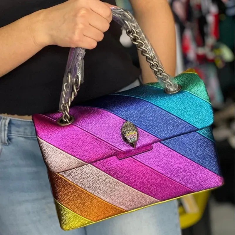 Bolsas de noche Kurt Rainbow Bag Tamaño mediano Cadena Londres Diseño de lujo Mujeres Oneshoulder Crossbody Messenger Bolso 231108