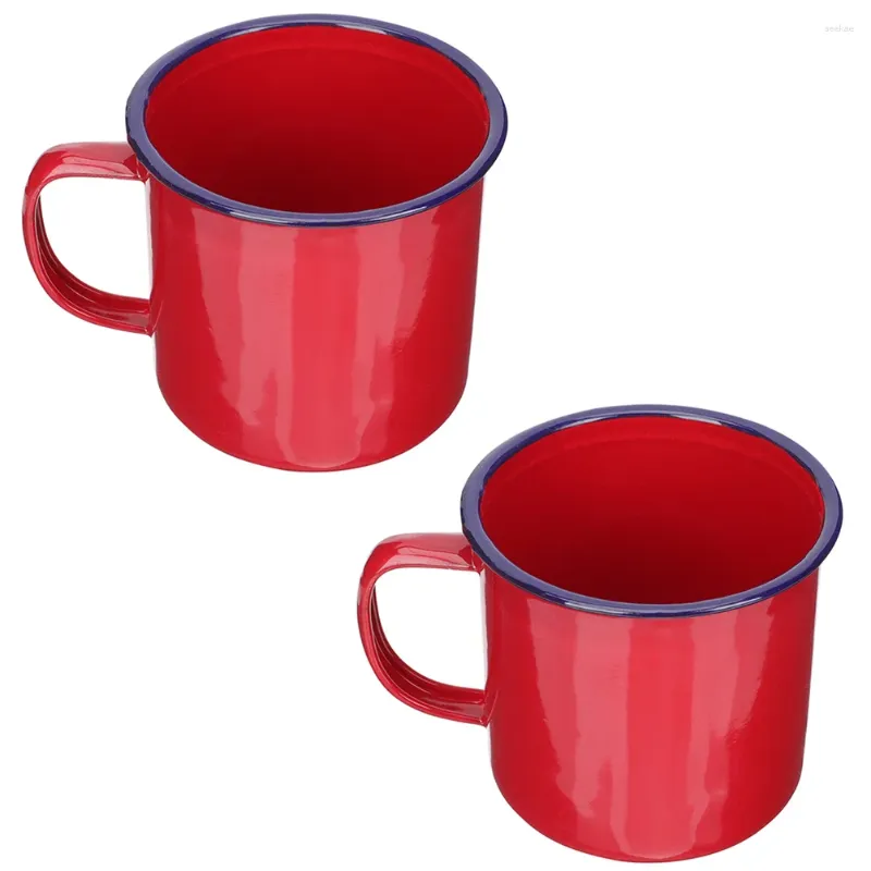 Kupalar 2 PCS Çin Çay Kupası Retro Emaye Kupa Ofis Evi İçme Yaratıcı Vintage Kahve Seyahat