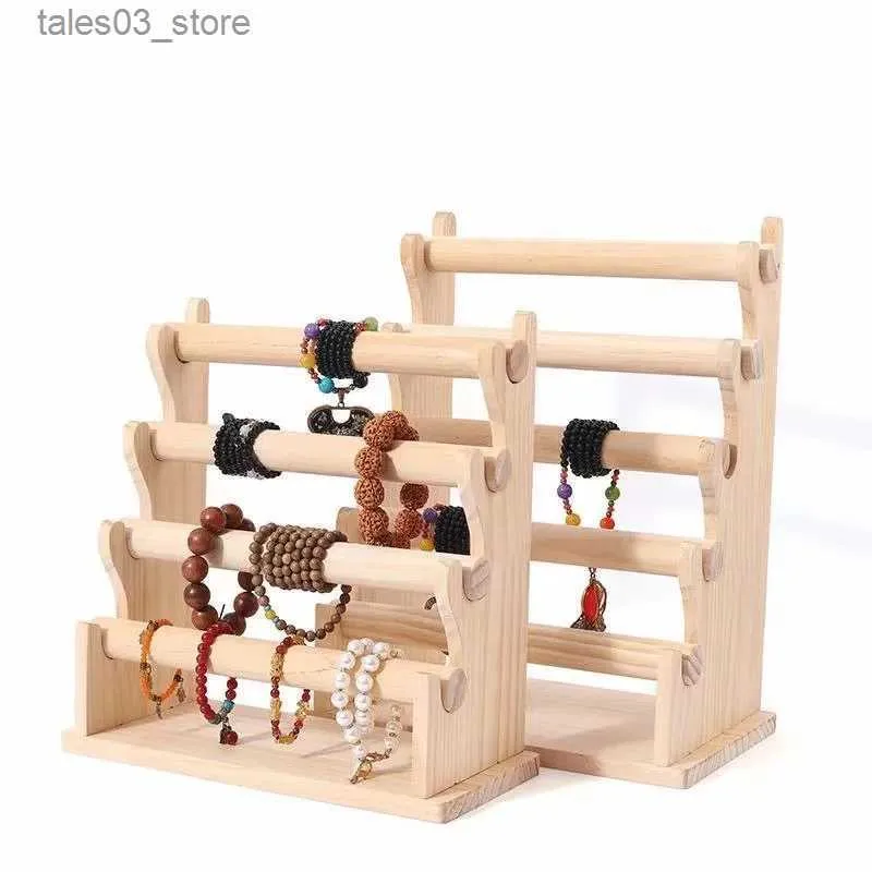 Jewelry Boxes Wood Jewelry Bracelet Storage Chain Display Holder Removable T-Bar Rack Organizer Stand For Desk Q231109