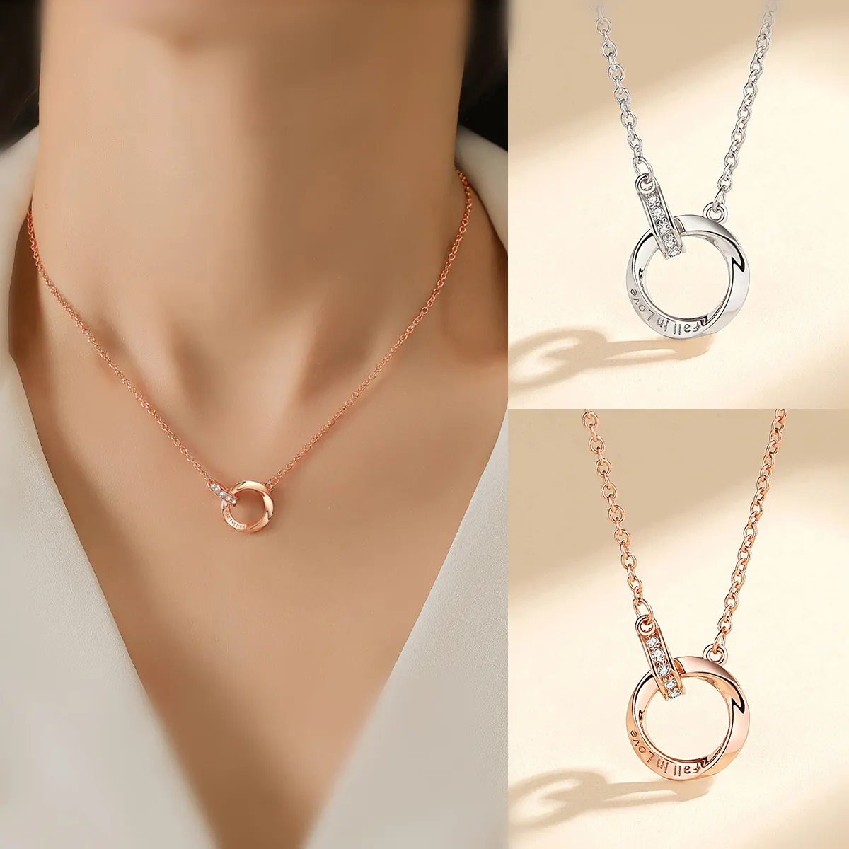 Mobius strip pendant necklace S925 sterling silver micro set zircon ring necklace Europe Women collar chain designer jewelry wedding party Valentine's Day gift SPC