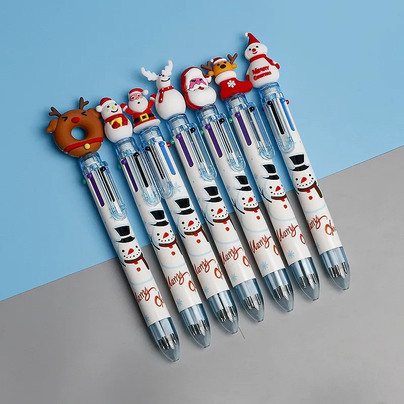 Christmas Ballpoint Pen Cartoon Santa Claus Moose Xmas Tree Snowman Colorful Gel Pen School Stationery Kids Gifts