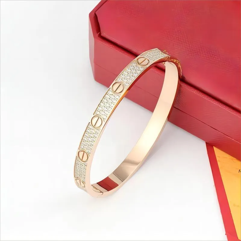 Outro designer de luxo pulseira de parafuso moda jóias na moda bangle 18k banhado a ouro titânio aço diamante para mulheres homens pulseiras de prata design clássico uev9