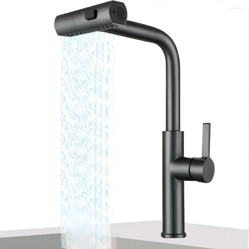 Küchenarmaturen, ausziehbarer Wasserhahn, Edelstahl 304, Waschbecken, 3-Modus, Einhebelsteuerung, Niederschlag, Wasserfall für Waschbecken