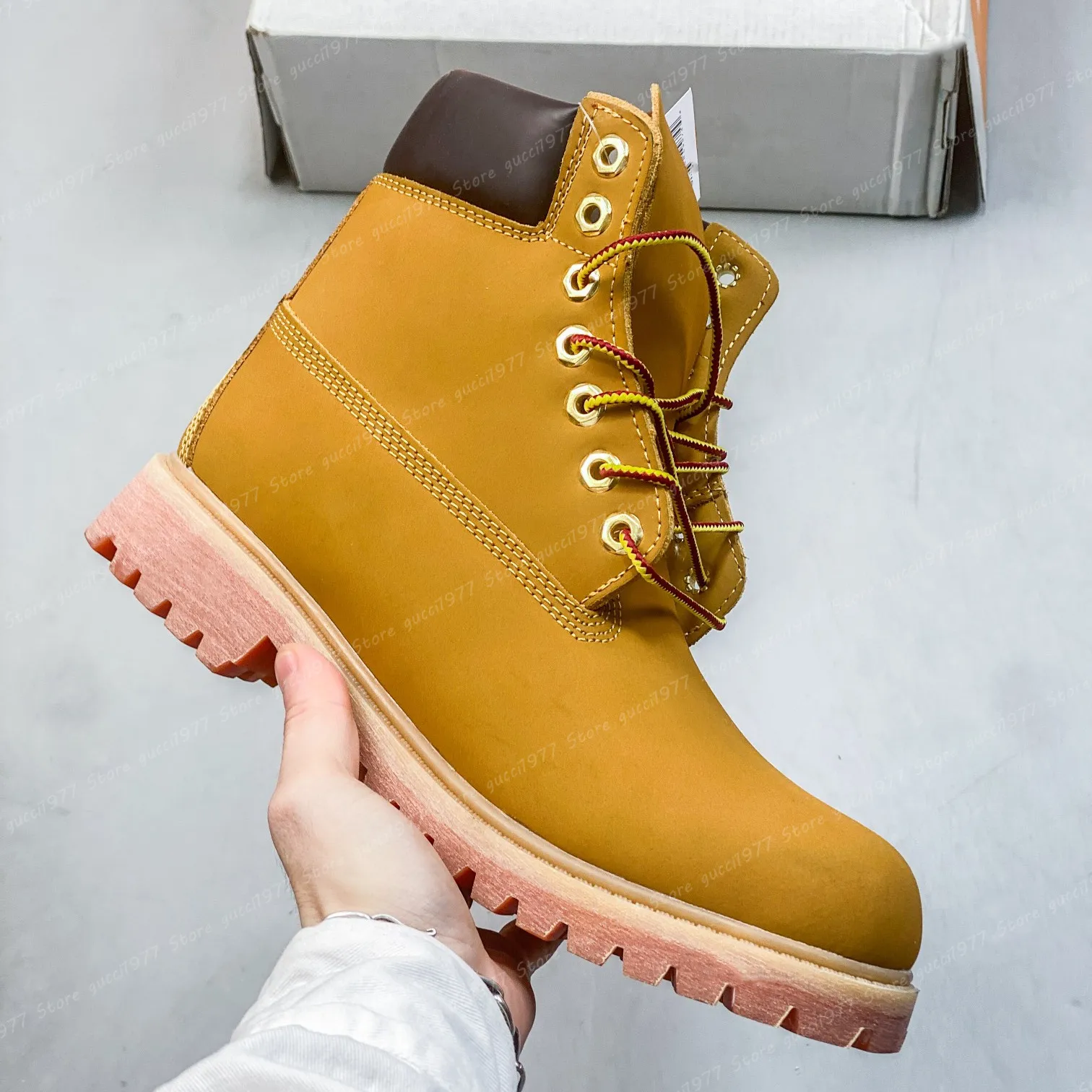 Navy blue top and gold timberlands