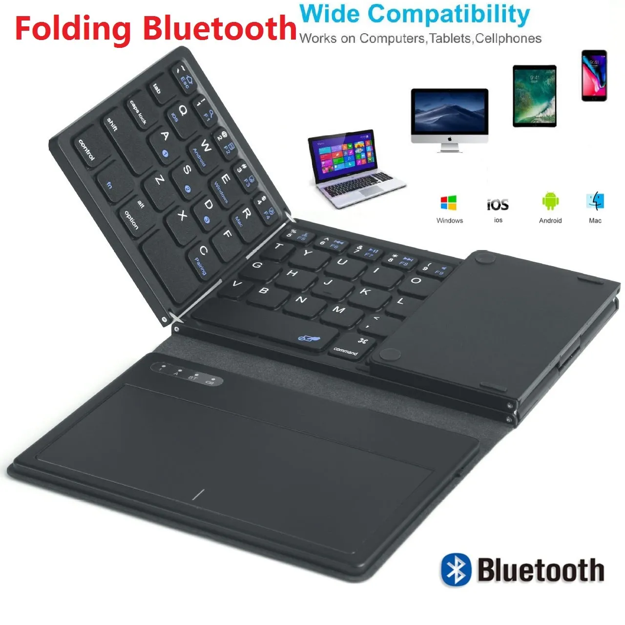 Nuova tastiera Bluetooth portatile mini tre pieghevole Tastiera touchpad pieghevole wireless per telefono IOS Android Windows iPad Tablet