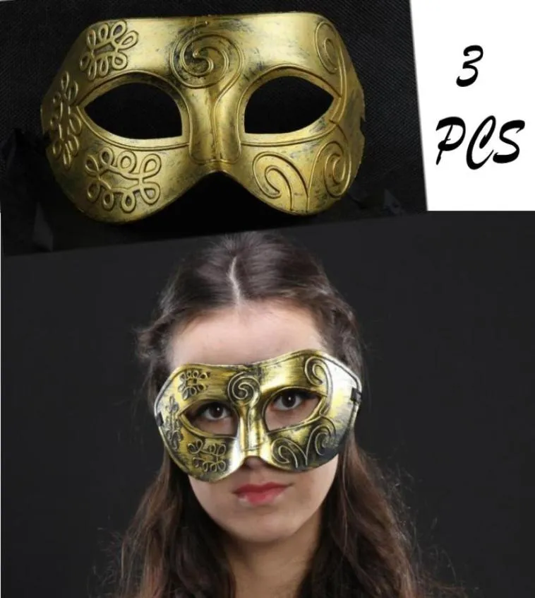 Halloween vuxen prom party mask men039s retro jazzmaskan antika rom platthuvud snidade mask5792566