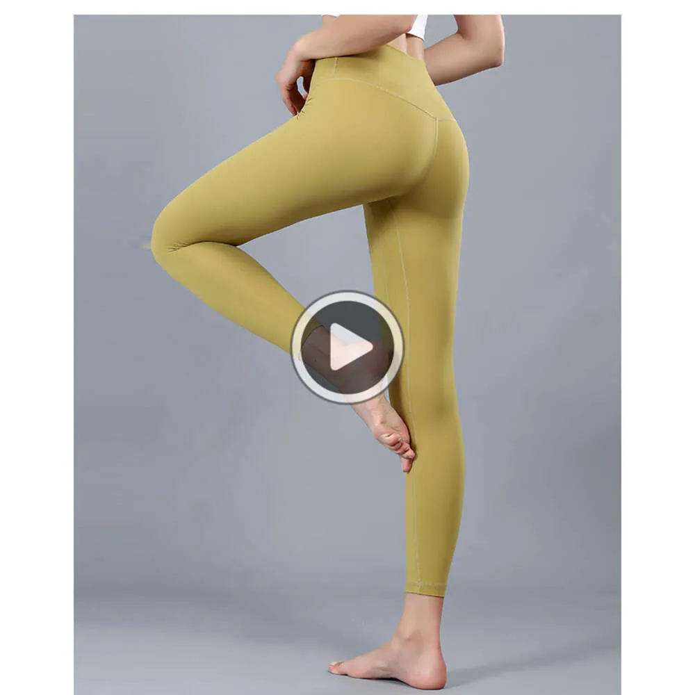 Leggings pour femmes Vêtements Align Pantalons de yoga Double face poncé taille haute Slim Nude Pantalon de fitness Pantalon à neuf points Femmes Vêtements d'extérieur Joggeurs de sport en cours d'exécution
