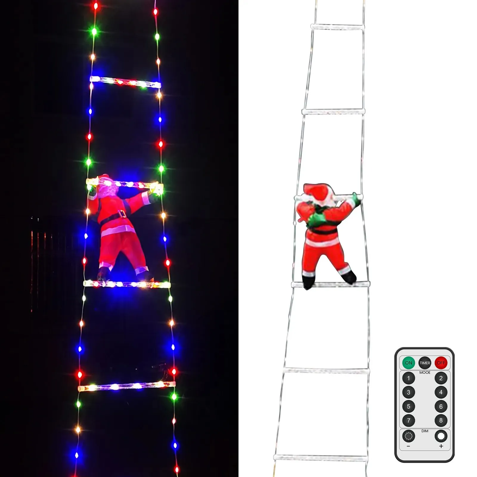 Christmas Decorations Santa Claus Climbing On Rope Ladder Christmas Indoor Outdoor Ornament Decor Waterproof Christmas LED Light With Remote Control 231109