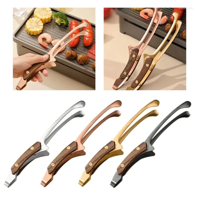 Utensili da cucina con morsetto per pane per insalata, clip per barbecue fritto in acciaio inossidabile