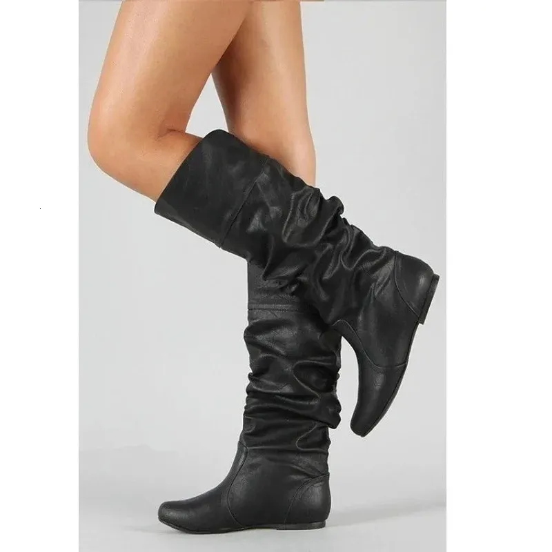 Knee Boots Flat Booties Wide Width Womens Knee High Winter Boots