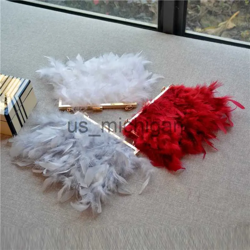 New Style Turkey Feather Fluffy Evening Bag With Pearl Chain Crossbody Clutch Handbag For Dinner And Special Occasions J231109 From Us michigan 12.51 DHgate.Com