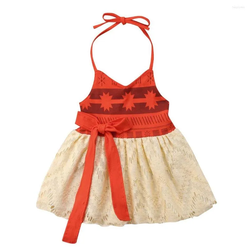 Meisje jurken kinderen meisjes casual jurk baby zomerkleding mouwloze halter a-line boog strand prinses bohemian sundress