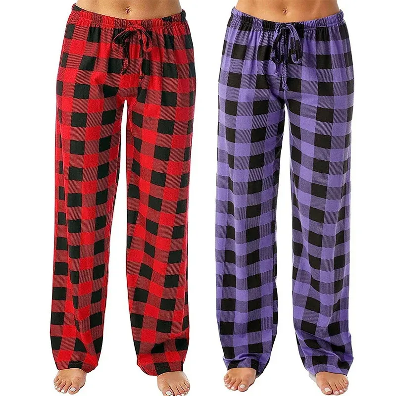 Pantalones de mujer Capris Otoño Invierno para mujer Pantalones largos con estampado a cuadros Pantalones deportivos con cordón Pantalones de pijama Ropa de dormir Ropa femenina 231108