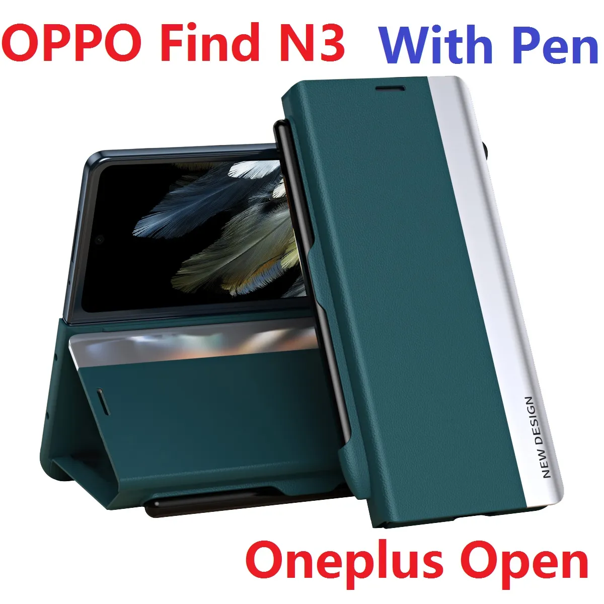 Flip Book für Oneplus Open Case Seite mit Stift Brieftasche Leder Stand Schutz OPPO Find N3 Cover